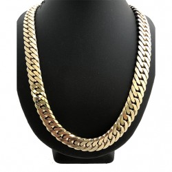 9ct yellow gold double curb 13mm wide 62cm chain